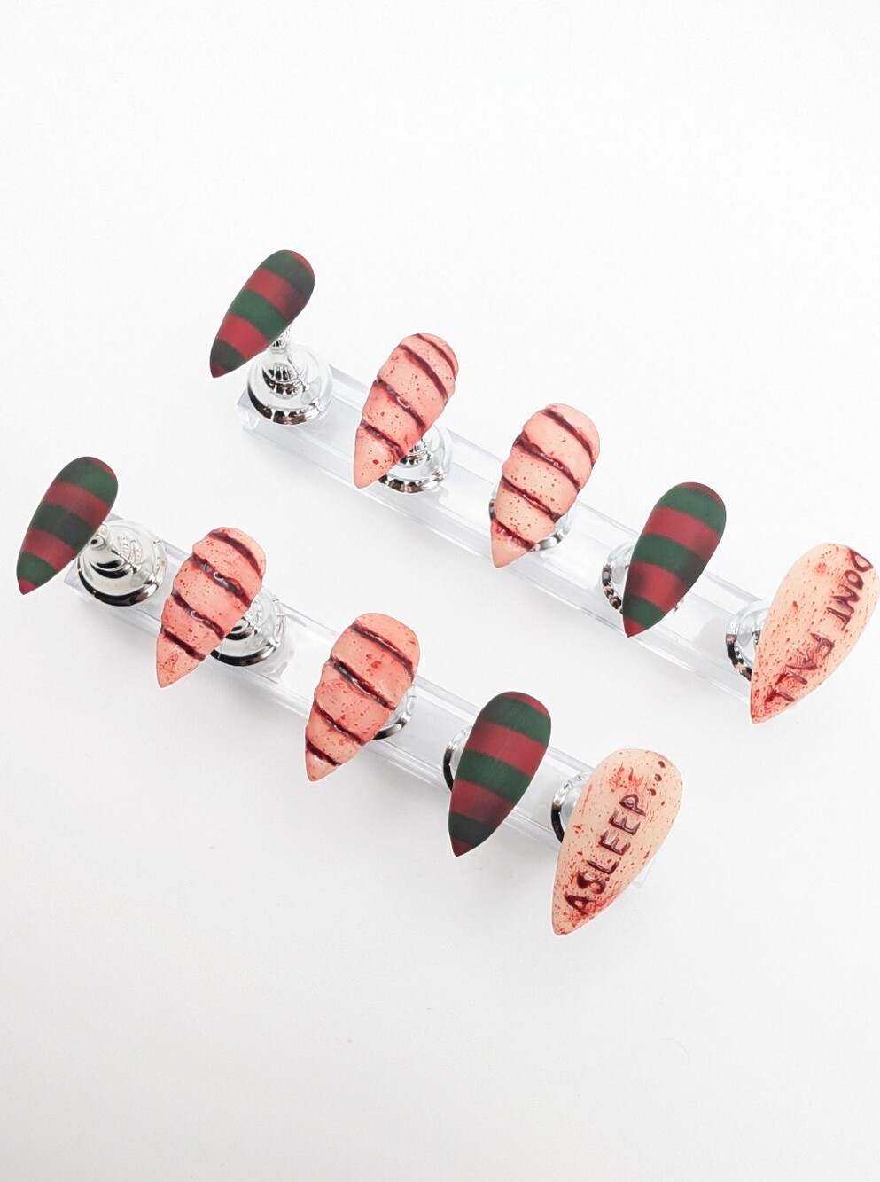 Handcrafted Nightmare On Elm Street Med. Stiletto Press-On Nails